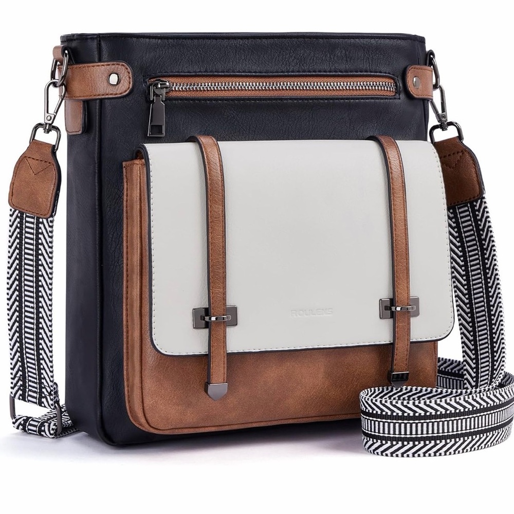 Stylish Black  Brown and white Shoulder Bag medium size